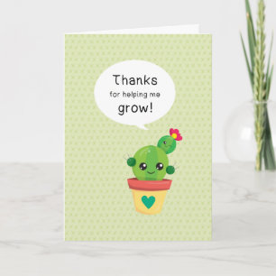 Tarjeta Cactus Divertido y Lindo Gracias por Ayudarme a Cr