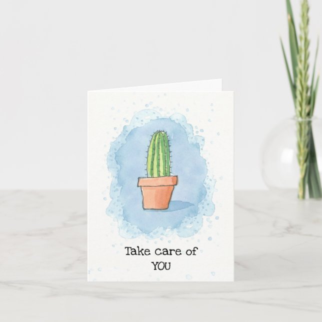 Tarjeta Cactus en Maceta - Azul (Anverso)