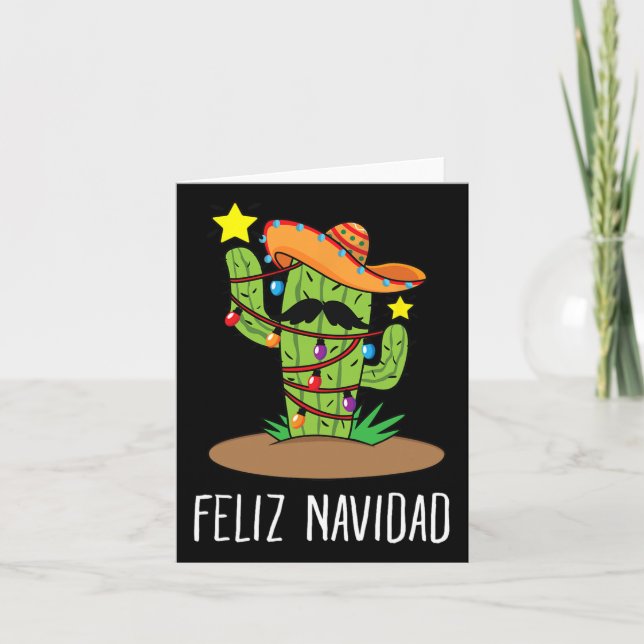 Tarjeta Cactus Feliz Navidad - Navidades De Árboles Mexica (Anverso)