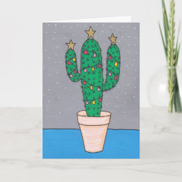 Tarjeta Cactus lindo decorado para Navidades, personalizad