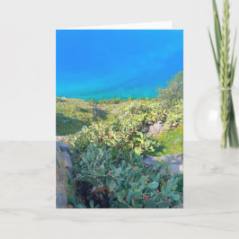 Tarjeta Cactus Nafplion Grecia a orillas del mar