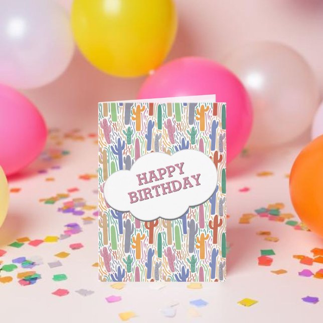 Tarjeta Cactus Saguaro Dibujado a Mano Cumpleaños Divertid (Subido por el creador)