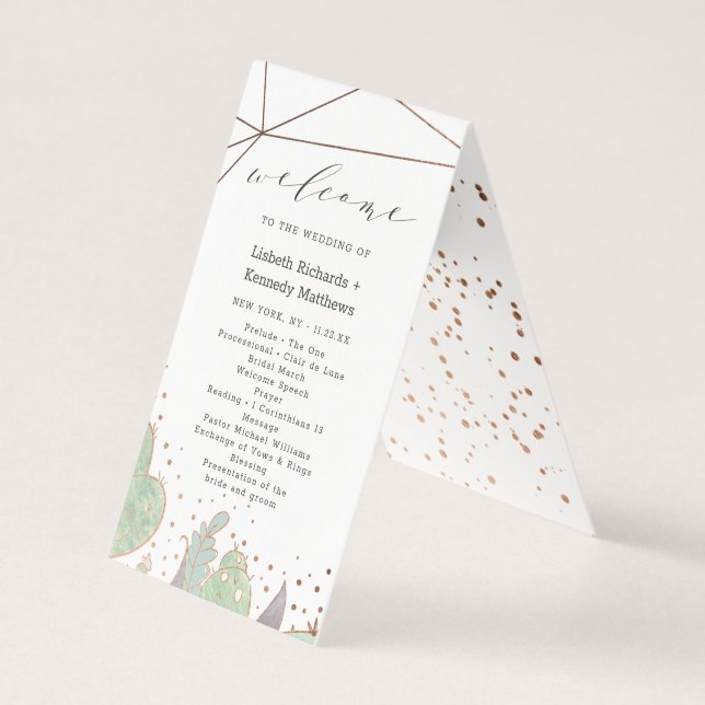 Tarjeta Cactus Succulent Trendy Boda Ceremony (Anverso)