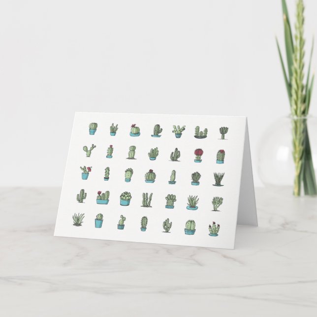 Tarjeta Cactús Suculentos Plantas Huellas Botánicas (Anverso)