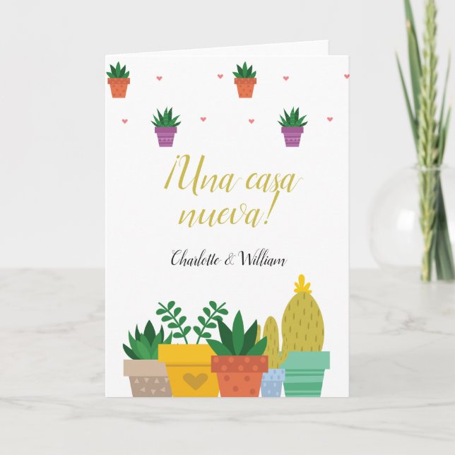 Tarjeta Cactus Una Casa Nueva Felicitaciones a la nueva Ca (Anverso)