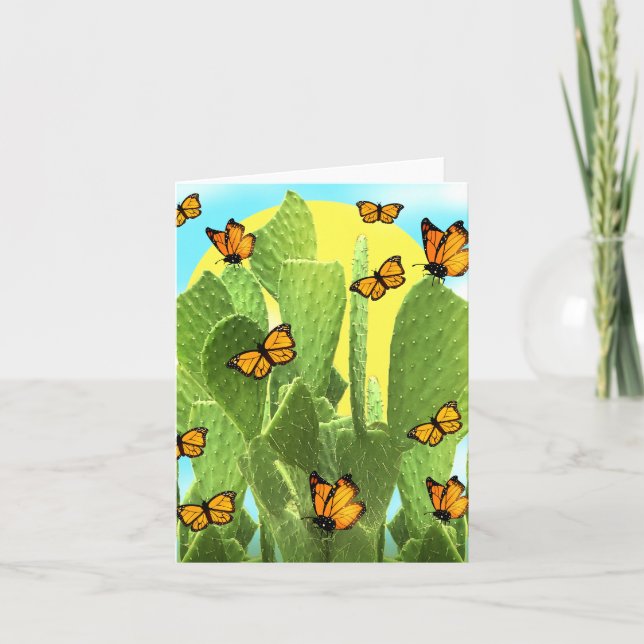 Tarjeta Cactus Y Butterflies (Anverso)