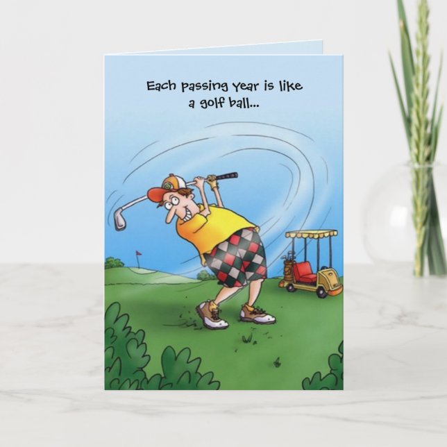 Tarjeta Cada año es como un cumpleaños de pelota de golf (Anverso)