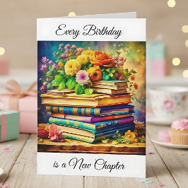 Tarjeta Cada cumpleaños es un nuevo capítulo | Libros de é