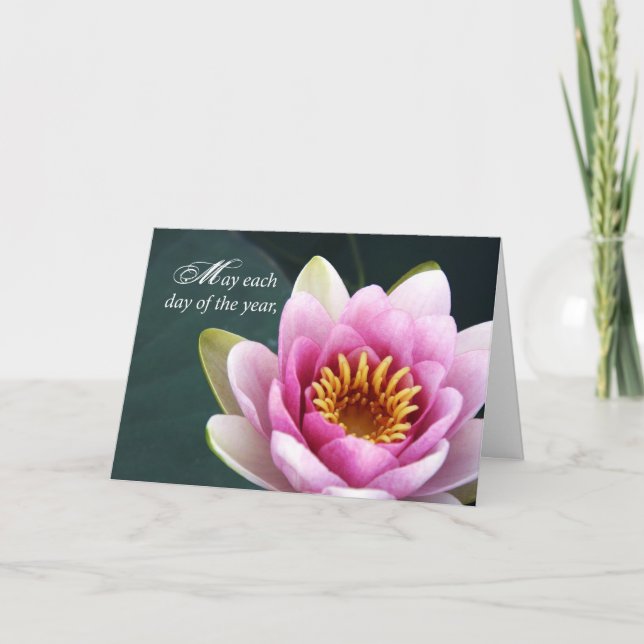 Tarjeta Cada día Cumpleaños de las Flores Rosa (Anverso)
