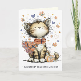 Tarjeta Cada Día Difícil Derrotado, Gato de Otoño de Ánimo