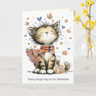 Tarjeta Cada Día Difícil Derrotado, Gato de Otoño de Ánimo