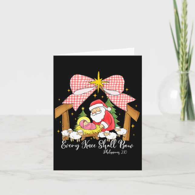 Tarjeta Cada Rodilla Se Doblará Santa Navidad Escena de la (Anverso)