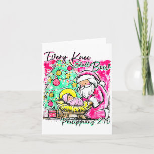 Tarjeta Cada Rodilla Se Doblará Santa Navidad Escena de la