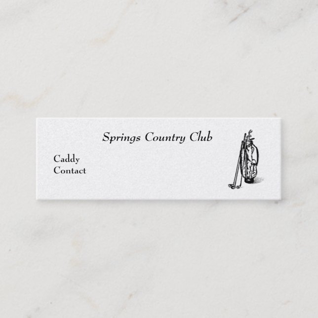 Tarjeta Caddy de Country Club (Anverso)