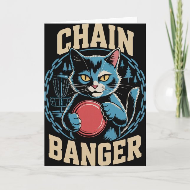 Tarjeta Cadena Nger Humor de Gato de Disc Golf _2  (Anverso)