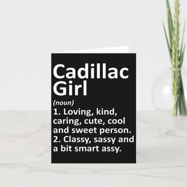 Tarjeta Cadillac Chica Mi Michigan Funny City Home Roots G (Anverso)