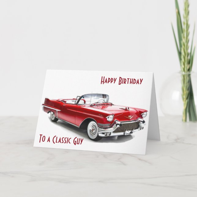 Tarjeta CADILLAC ESTYLE Birthday Warria A UN CLÁSICO (Anverso)