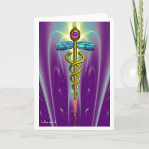 Tarjeta CADUCEO, amatista dorada vibrante