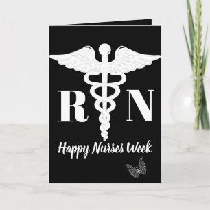 Tarjeta Caduceo Blanco Feliz Semana de las Enfermeras