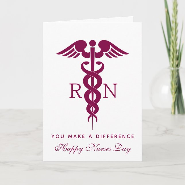 Tarjeta Caduceo de Enfermera Rojo Rojo Símbolo Médico (Anverso)