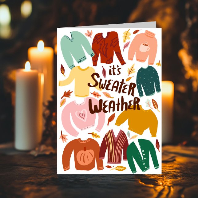 Tarjeta Cae el clima de suero otoño con sabor estacional (It's Sweater Weather Fall Autumn Seasonal Cute Card
)
