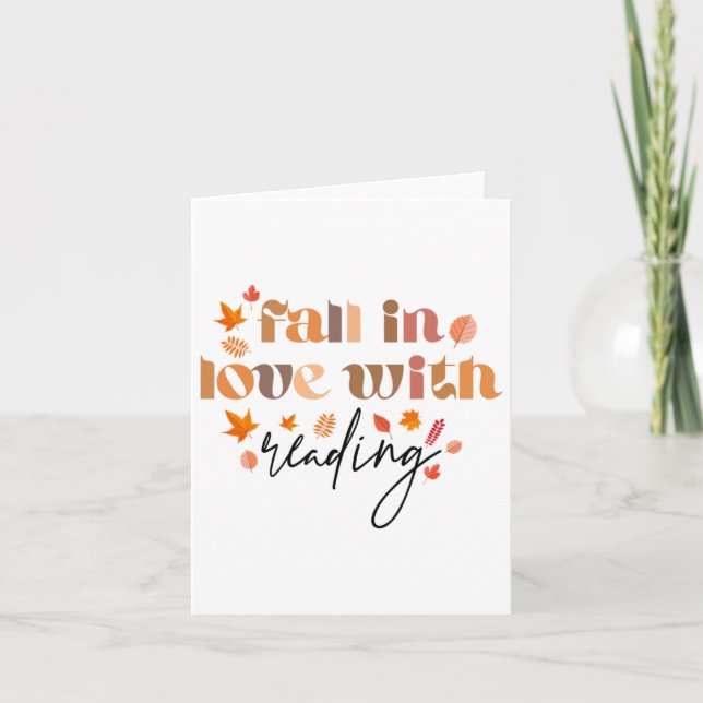 Tarjeta Caer Enamorada De Leer Hojas Caídas De Otoño Graci (Anverso)