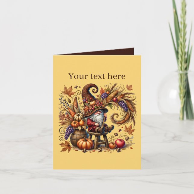 Tarjeta Caer fiesta gnomo estacional (Anverso)