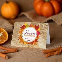 Tarjeta Caer hojas de arce en el Día de Acción de Gracias 