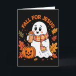 Tarjeta Caer por Jesús Calabaza Fantasma Lindo Otoño Crist<br><div class="desc">Caer por Jesús Calabaza Fantasma Lindo Otoño Cristiano</div>