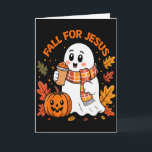 Tarjeta Caer por Jesús Calabaza Fantasma Lindo Otoño Crist<br><div class="desc">Caer por Jesús Calabaza Fantasma Lindo Otoño Cristiano</div>
