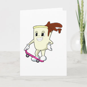 Tarjeta Café como patinador con patineta