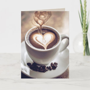 Tarjeta Café con corazón en 15 años