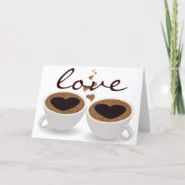 Tarjeta Café con corazones y amor de pareja