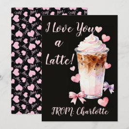 Tarjeta Café con hielo batido de crema para San Valentín r