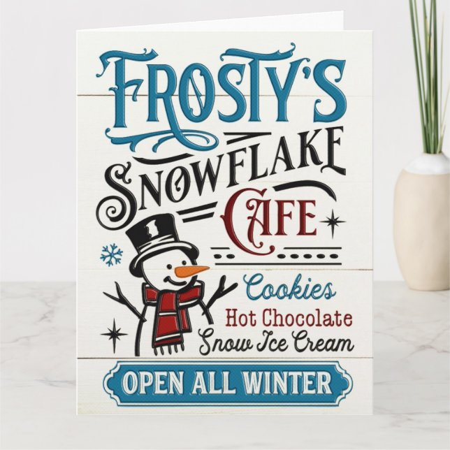 Tarjeta Café Copo de Nieve Vintage Frosty (Anverso)