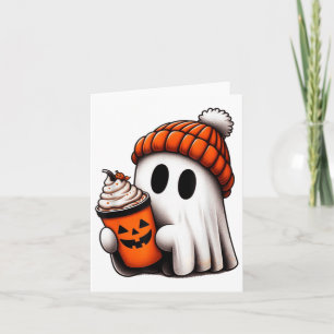 Tarjeta Café de bebida fantasma lindo Hielo Fantasma Hallo