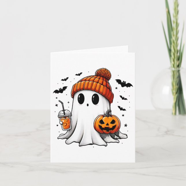 Tarjeta Café de bebida fantasma lindo Hielo Fantasma Hallo (Anverso)