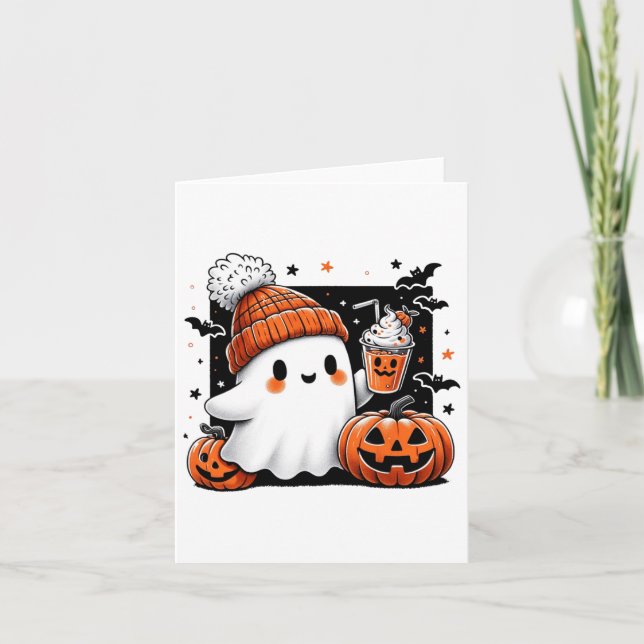Tarjeta Café de café dulce con traje de halloween (Anverso)