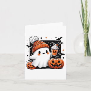 Tarjeta Café de café dulce con traje de halloween