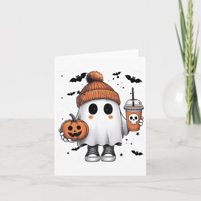 Tarjeta Café dulce para beber fantasma Halloween café fant (Anverso)