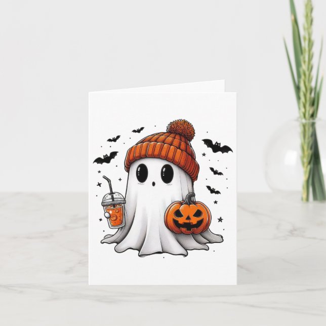 Tarjeta Café dulce para beber fantasma Halloween café fant (Anverso)