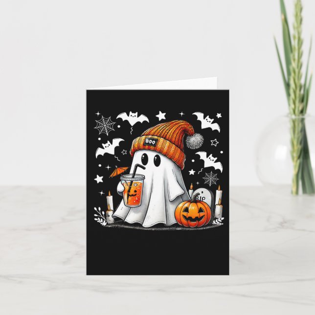 Tarjeta Café dulce para beber fantasma Halloween café fant (Anverso)