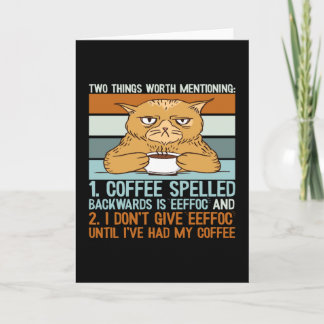Tarjeta Café espelado hacia atrás - Gato gracioso