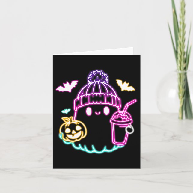 Tarjeta Café Fantasma Retro Cute Bebe Fantasma Halloween (Anverso)