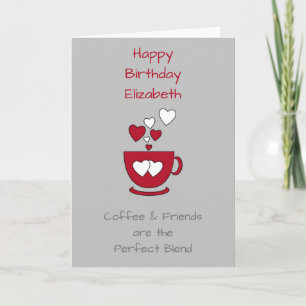 Tarjeta Café gris y amigos Saludo de cumpleaños