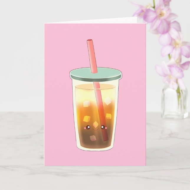 Tarjeta Café Helado De Caramelo Con Espuma De Crema (Orquídea)