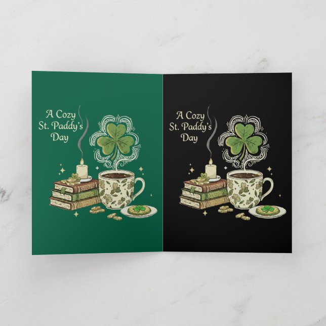 Tarjeta Café Irlandés acogedor del Día de San Patricio y l (Interior)