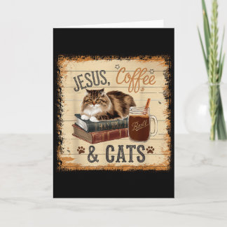Tarjeta Café Jesús Gatos Divertido Diseño Lindo Amantes de