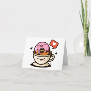 Tarjeta Café lindo y amor de donut