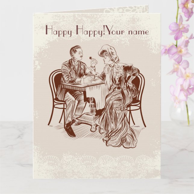 Tarjeta café y amor (Orquídea)